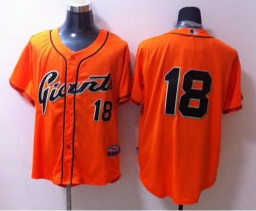 Giants #18 Matt Cain Orange Stitched MLB Jersey