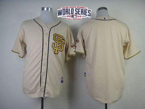 Giants Blank Cream Gold No. W/2014 World Series Patch Stitched MLB Jersey