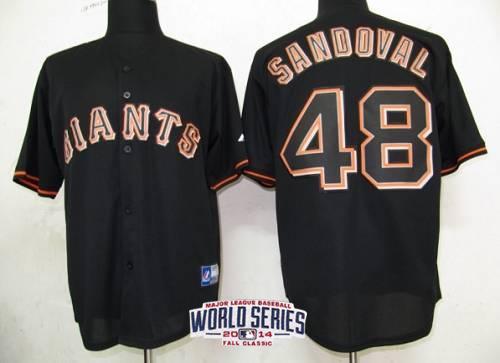Giants #48 Pablo Sandoval Black Fashion W/2014 World Series Patch Stitched MLB Jersey
