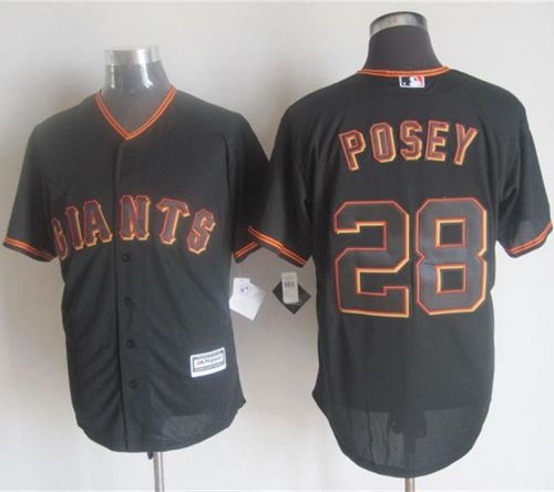 Giants #28 Buster Posey Black New Cool Base Stitched MLB Jersey