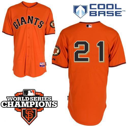 Giants #21 Freddy Sanchez Orange Cool Base w/2012 World Series Champion Patch Stitched MLB jerseys