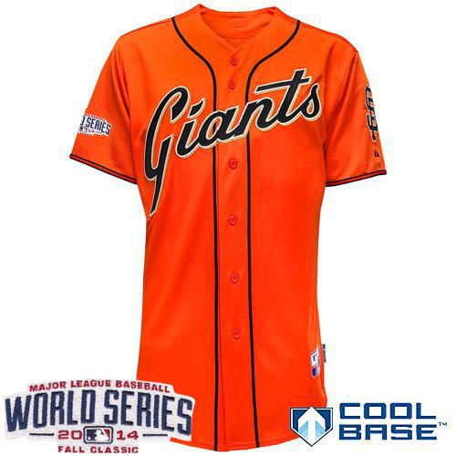 Giants Blank Orange Cool Base W/2014 World Series Patch Stitched MLB Jersey