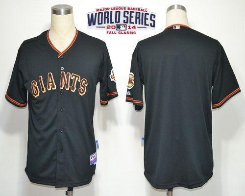 Giants Blank Black Cool Base W/2014 World Series Patch Stitched MLB Jersey