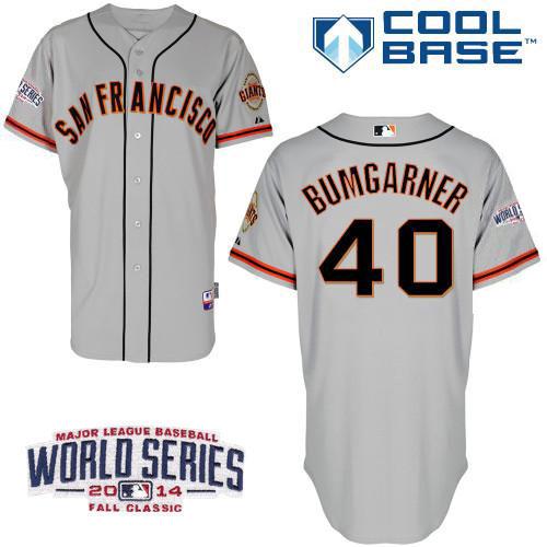 Giants #40 Madison Bumgarner Grey Cool Base W/2014 World Series Patch Stitched MLB Jersey