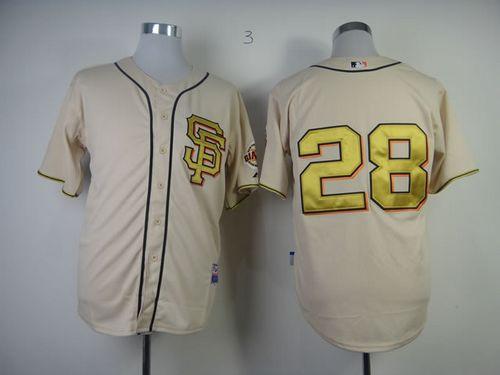 Giants #28 Buster Posey Cream Gold No. Stitched MLB Jersey