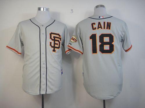 Giants #18 Matt Cain Grey Cool Base Road 2 Stitched MLB Jersey