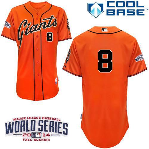 Giants #8 Hunter Pence Orange Cool Base W/2014 World Series Patch Stitched MLB Jersey