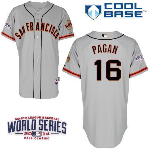 Giants #16 Angel Pagan Grey Cool Base W/2014 World Series Patch Stitched MLB Jersey