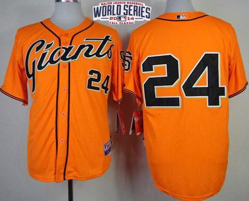 Giants #24 Willie Mays Orange Cool Base W/2014 World Series Patch Stitched MLB Jersey