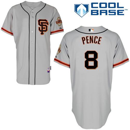 Giants #8 Hunter Pence Grey Road 2 Cool Base Stitched MLB Jersey