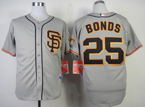 Giants #25 Barry Bonds Grey Cool Base Road 2 Stitched MLB Jersey