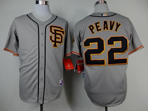 Giants #22 Jake Peavy Grey Cool Base Road 2 Stitched MLB Jersey