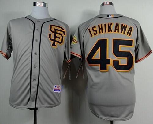 Giants #45 Travis Ishikawa Grey Road 2 Cool Base Stitched MLB Jersey