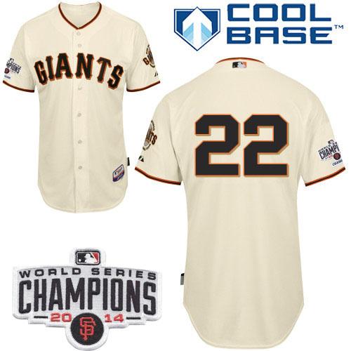 Giants #22 Will Clark Cream Home Cool Base W/2014 World Series Champions Stitched MLB Jersey