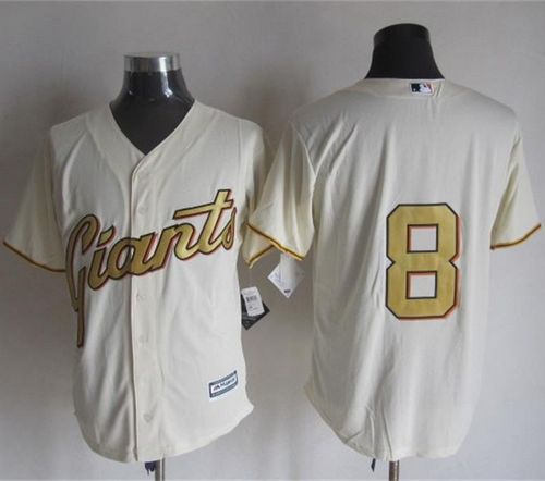 Giants #8 Hunter Pence Cream(Gold No.) New Cool Base Stitched MLB Jersey