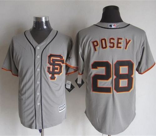 Giants #28 Buster Posey Grey Road 2 New Cool Base Stitched MLB Jersey