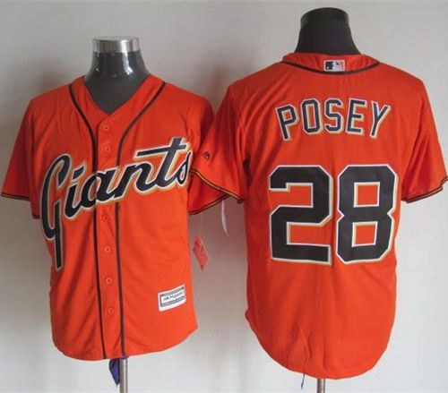 Giants #28 Buster Posey Orange Alternate New Cool Base Stitched MLB Jersey