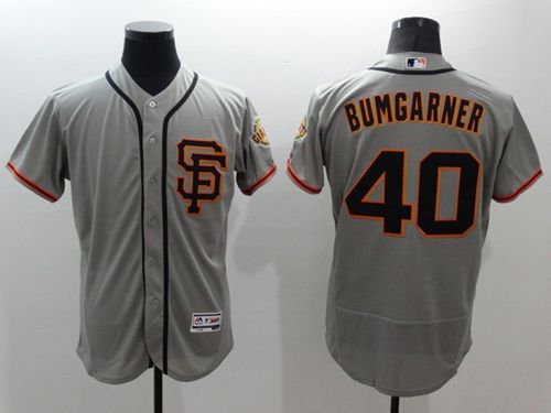 Giants #40 Madison Bumgarner Grey Flexbase Authentic Collection Road 2 Stitched MLB Jersey