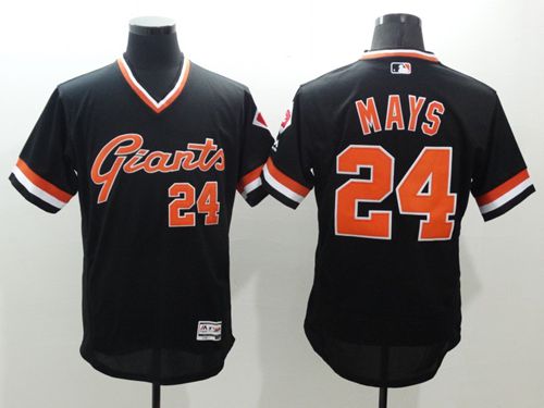 Giants #24 Willie Mays Black Flexbase Authentic Collection Cooperstown Stitched MLB Jersey