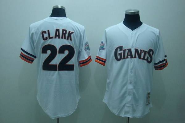 Mitchell and Ness Giants #22 Will Clark Stitched White Throwback MLB Jersey