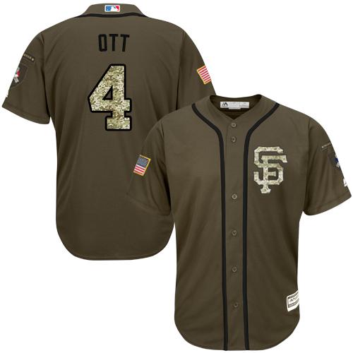 Giants #4 Mel Ott Green Salute to Service Stitched MLB Jersey