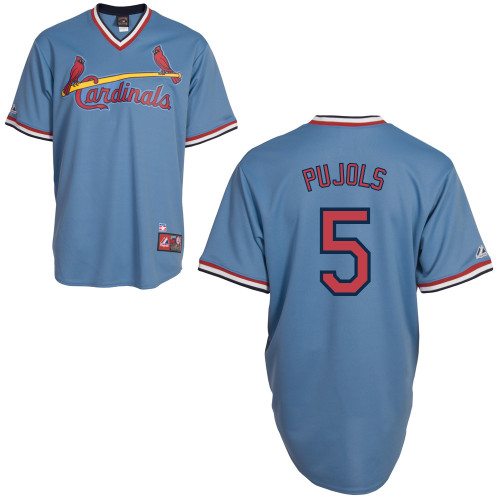 Cardinals #5 Albert Pujols Blue Cooperstown Throwback Stitched MLB Jersey