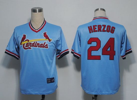 Mitchell And Ness Cardinals #24 Whitey Herzog Blue Throwback Stitched MLB Jersey