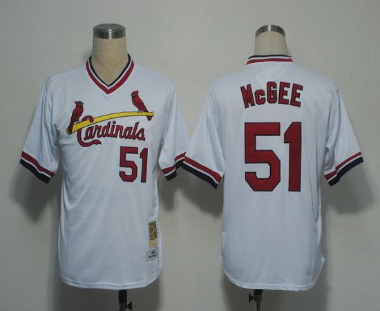 Mitchell And Ness Cardinals #51 Willie McGee White Throwback Stitched MLB Jersey