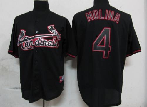 Cardinals #4 Yadier Molina Black Fashion Stitched MLB Jersey