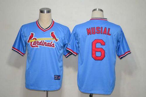 Mitchell And Ness Cardinals #6 Stan Musial Light Blue Throwback Stitched MLB Jersey