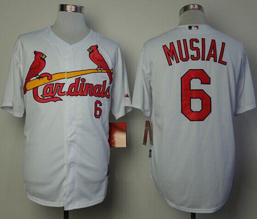 Cardinals #6 Stan Musial White Cool Base Stitched MLB Jersey