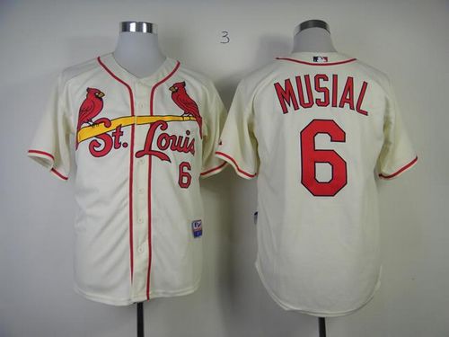 Cardinals #6 Stan Musial Cream Alternate Cool Base Stitched MLB Jersey