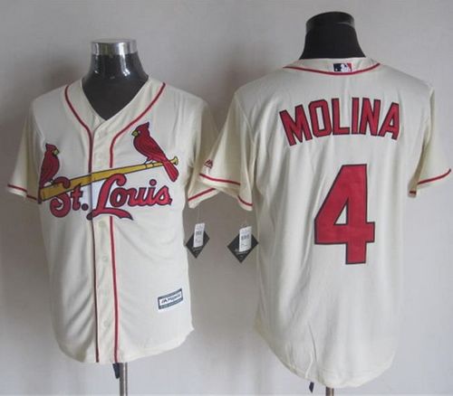 Cardinals #4 Yadier Molina Cream New Cool Base Stitched MLB Jersey