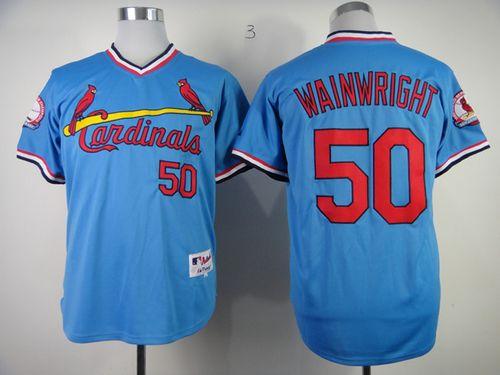 Cardinals #50 Adam Wainwright Blue 1982 Turn Back The Clock Stitched MLB Jersey