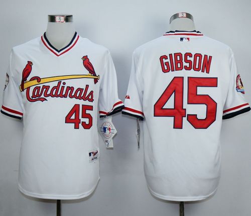 Cardinals #45 Bob Gibson White 1982 Turn Back The Clock Stitched MLB Jersey