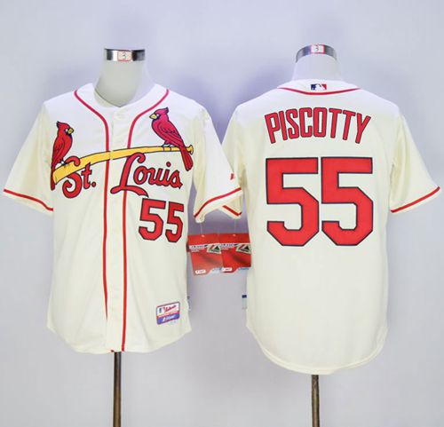 Cardinals #55 Stephen Piscotty Cream Cool Base Stitched MLB Jersey