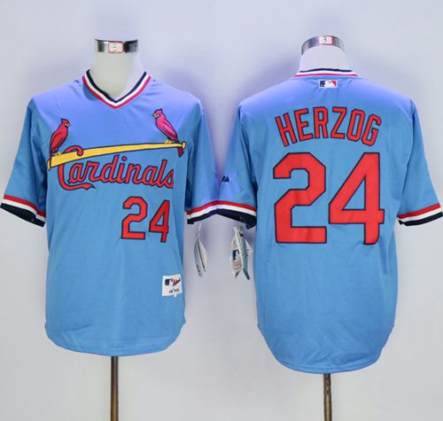 Cardinals #24 Whitey Herzog Blue 1982 Turn Back The Clock Stitched MLB Jersey