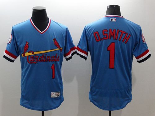 Cardinals #1 Ozzie Smith Light Blue Flexbase Authentic Collection Cooperstown Stitched MLB Jersey
