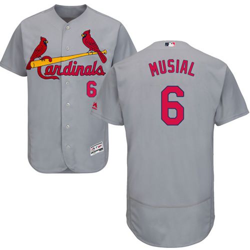 Cardinals #6 Stan Musial Grey Flexbase Authentic Collection Stitched MLB Jersey
