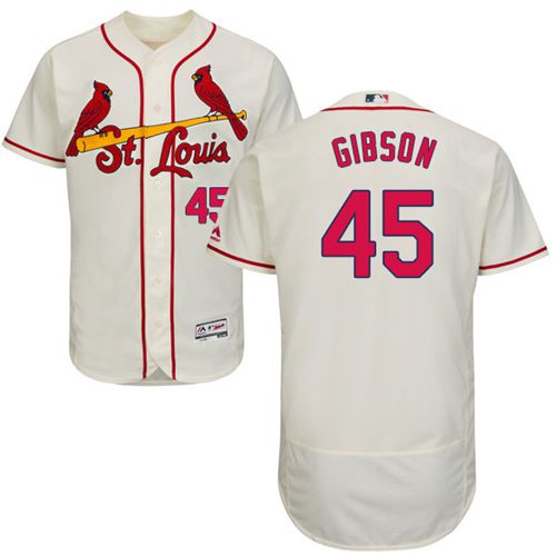 Cardinals #45 Bob Gibson Cream Flexbase Authentic Collection Stitched MLB Jersey