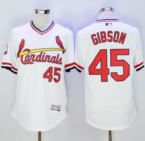 Cardinals #45 Bob Gibson White Flexbase Authentic Collection Cooperstown Stitched MLB Jersey