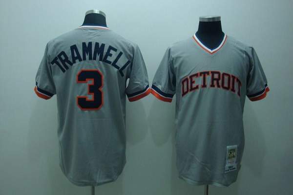 Mitchell and Ness Tigers #3 Alan Trammell Stitched Grey Throwback MLB Jersey