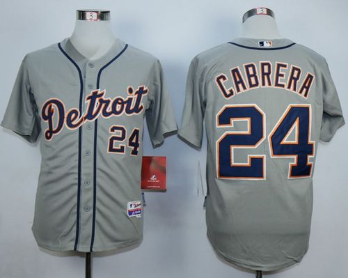 Tigers #24 Miguel Cabrera Grey Stitched MLB Jersey