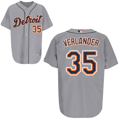 Tigers #35 Justin Verlander Grey Stitched MLB Jersey
