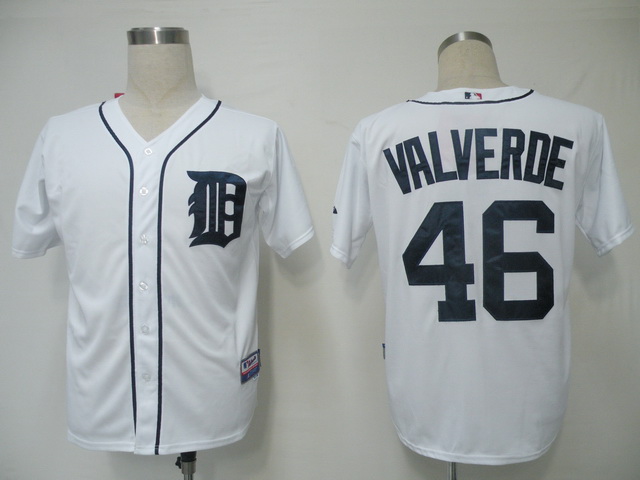Tigers #46 Jose Valverde White Cool Base Stitched MLB Jersey