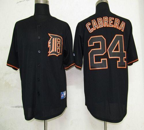 Tigers #24 Miguel Cabrera Black Fashion Stitched MLB Jersey