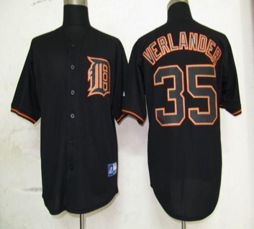 Tigers #35 Justin Verlander Black Fashion Stitched MLB Jersey