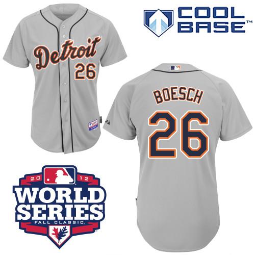 Tigers #26 Brennan Boesch Grey Cool Base w/2012 World Series Patch Stitched MLB Jersey