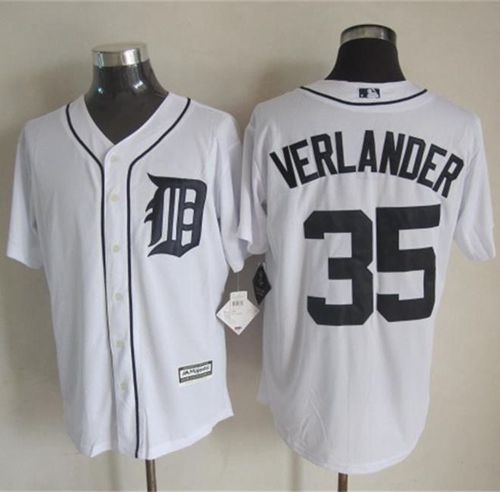 Tigers #35 Justin Verlander New White Cool Base Stitched MLB Jersey