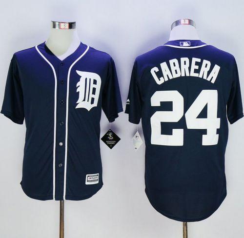 Tigers #24 Miguel Cabrera Navy Blue New Cool Base Stitched MLB Jersey